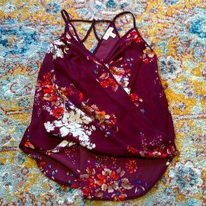 Maroon flower tank in medium.